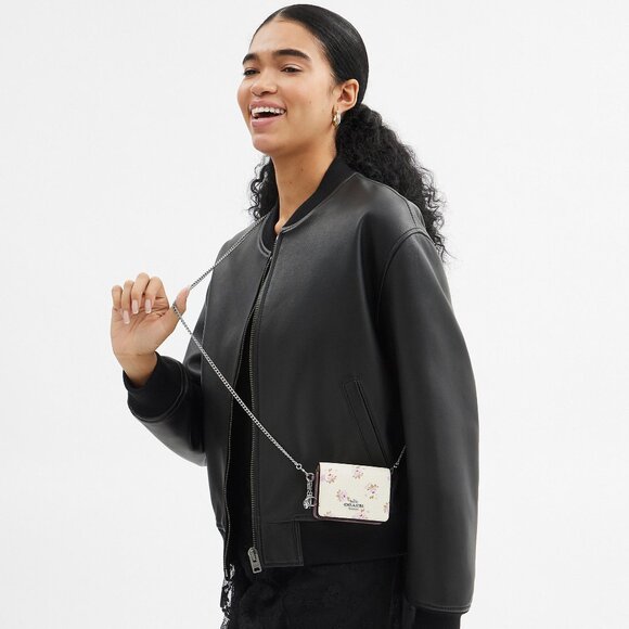 Coach Boxed Mini Wallet On A Chain With Floral Print - Picture 5 of 6